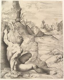 John the Baptist in the Wilderness, ca. 1545-55. Creator: Giulio Sanuto