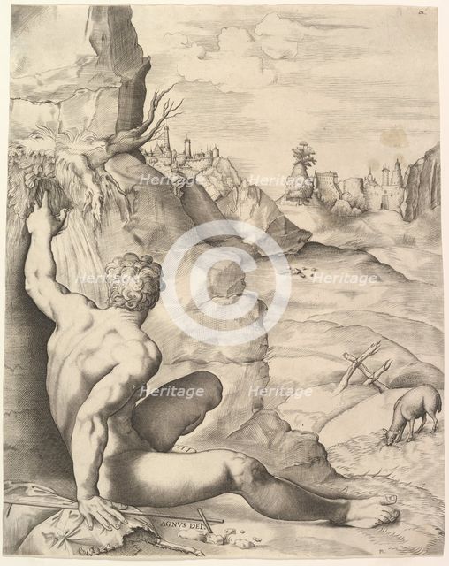 John the Baptist in the Wilderness, ca. 1545-55. Creator: Giulio Sanuto.