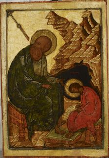 John the Evangelist and his disciple Prochoros, Russian icon, 1550-1599. Creator: Unknown