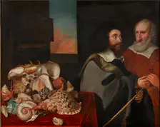 John Tradescant the Younger with Roger Friend and a Collection of Exotic Shells, 1645. Artist: Thomas de Critz