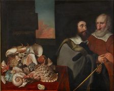 John Tradescant the Younger with Roger Friend and a Collection of Exotic Shells, 1645. Artist: Thomas de Critz