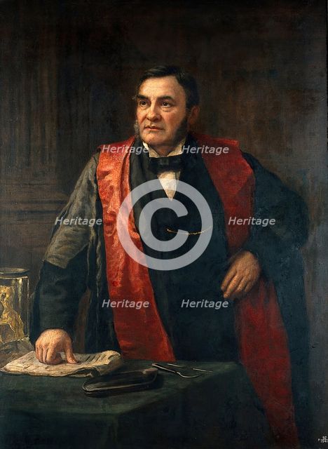 John Wood FRS, FRCS (1825-1891) giving a lecture, 1888. Creator: Henry Jamyn Brooks.