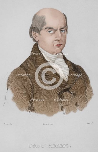 John Adams, (1735-1826), American politician, leader of the American Revolution, 1837, (1850).  Creator: Emile Louis Vernier.