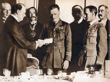 John Alcock (1892-1919) and Arthur Whitten Brown (1886-1948), British aviators, 1919