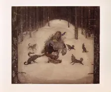 John Bauer, Troll and wolves. Creators: Unknown, John Bauer