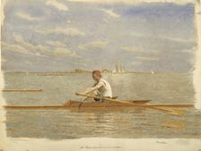 John Biglin in a Single Scull, ca. 1873. Creator: Thomas Eakins