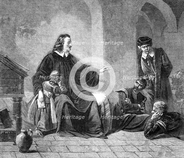 "John Bunyan Reciting 'The Pilgrim’s Progress'...in Bedford Gaol,...by G. F. Folingsby..., 1864. Creator: W Thomas.