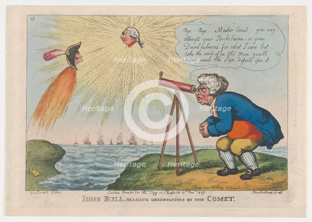 John Bull Making Observations on the Comet, November 10, 1807., November 10, 1807. Creator: Thomas Rowlandson.