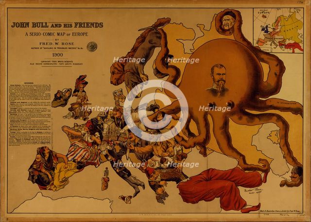 John Bull and his Friends. A Serio-Comic Map of Europe. Artist: Fred W. Rose (active End of 19th cen.)