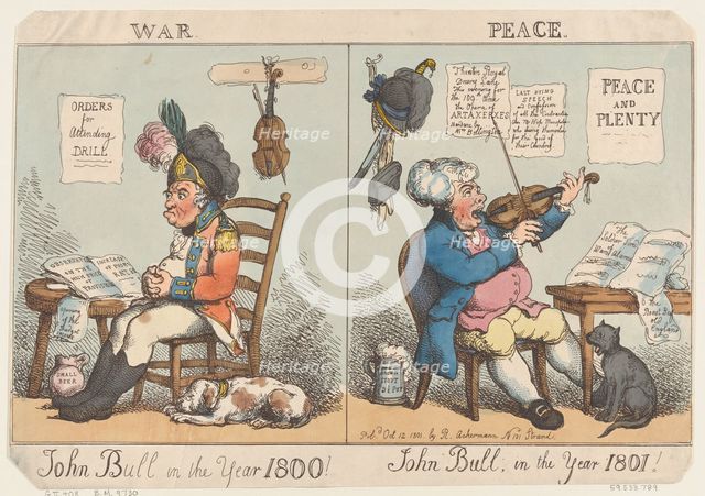 John Bull in the Year 1800! John Bull in the year 1801!, October 12, 1801., October 12, 1801. Creator: Thomas Rowlandson.