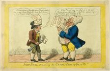 John Bull Perusing the Extraordinary Gazette, published October 10, 1808. Creator: Isaac Cruikshank