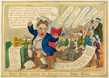 John Bull Reading the Extraordinary Red Book, published June 20, 1816. Creator: William Elmes