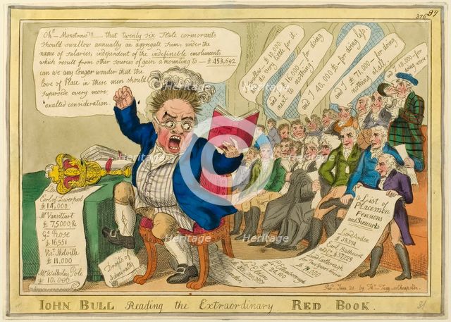 John Bull Reading the Extraordinary Red Book, published June 20, 1816. Creator: William Elmes.