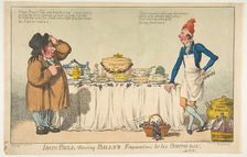 John Bull Viewing Billy's Preparations for his Birth-day, May 18, 1802. Creator: Charles Williams