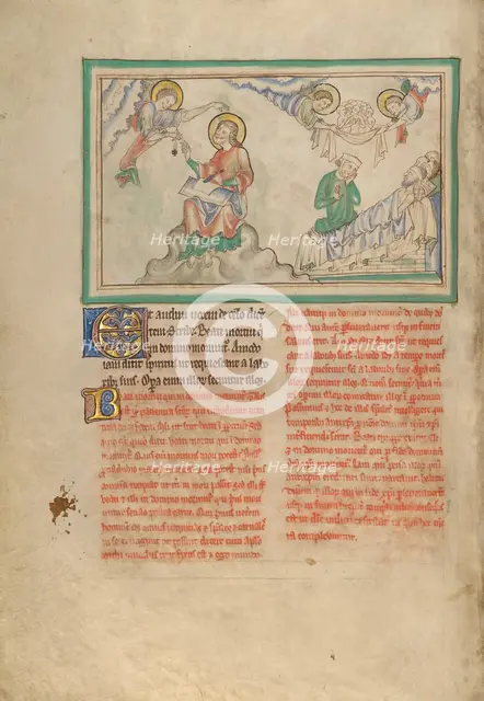 John Commanded to Write and the Blessed Dead; Dyson Perrins Apocalypse, about 1255-1260. Creator: Unknown.