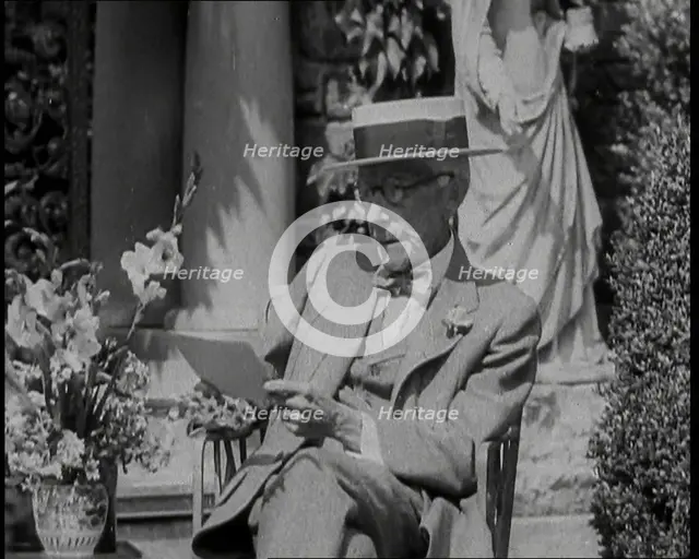 John D. Rockefeller Talking to the Camera, 1930s. Creator: British Pathe Ltd.