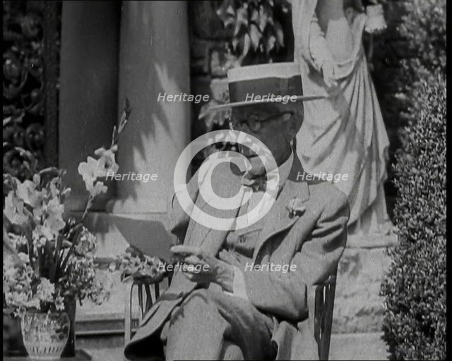 John D. Rockefeller Talking to the Camera, 1930s. Creator: British Pathe Ltd.