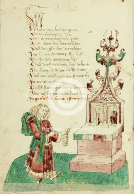 John Damascene with a Rosary before an Altar, 1469. Creator: Unknown.