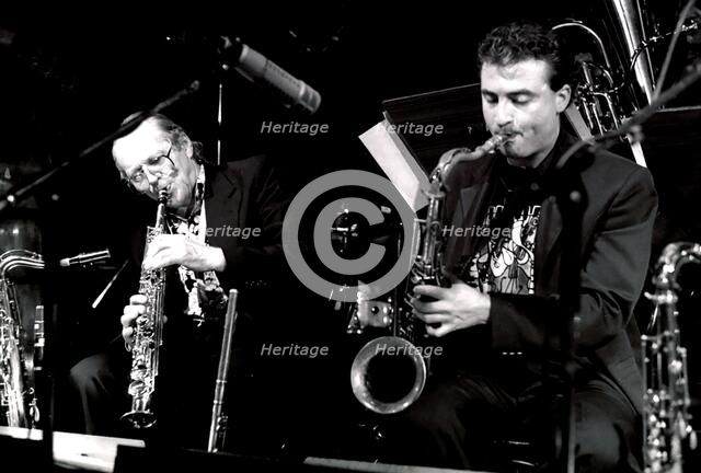 John Dankworth, Tim Garland, Ronnie Scott's, London.  Artist: Brian O'Connor