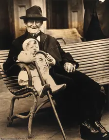John Daubeny, a centenarian, holding a 1 year old boy, c1922. Creator: Unknown