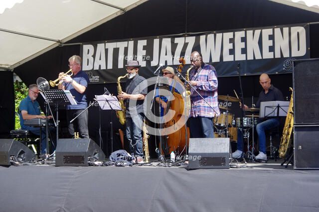 John Donaldson, Denys Baptiste, Jason Yarde..., Hexagonal, Battle Jazz Weekend, Battle, July 2022. Creator: Brian O'Connor.