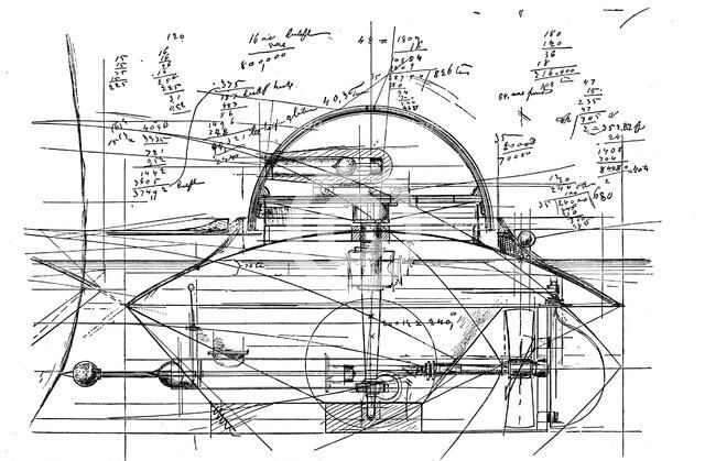 John Ericsson's sketch for his revolving turret ship 'Monitor', 1890. Artist: John Ericsson
