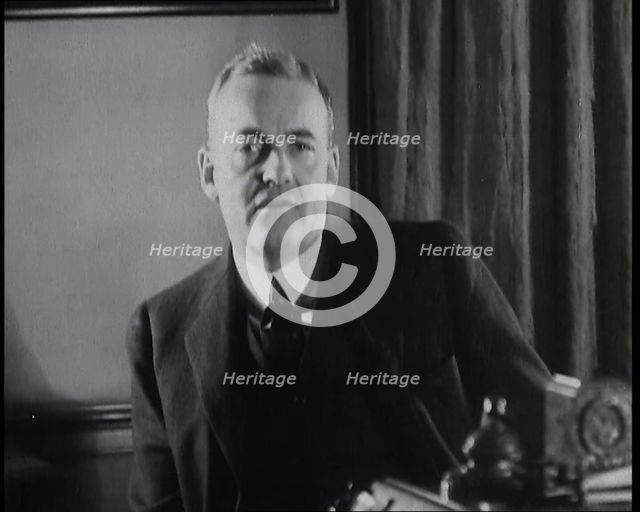 John Foster Dulles Talking to the Camera, 1930s. Creator: British Pathe Ltd.