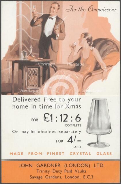 John Gardner Cystal Glassware, 1920s. Artist: Wilfred Fryer