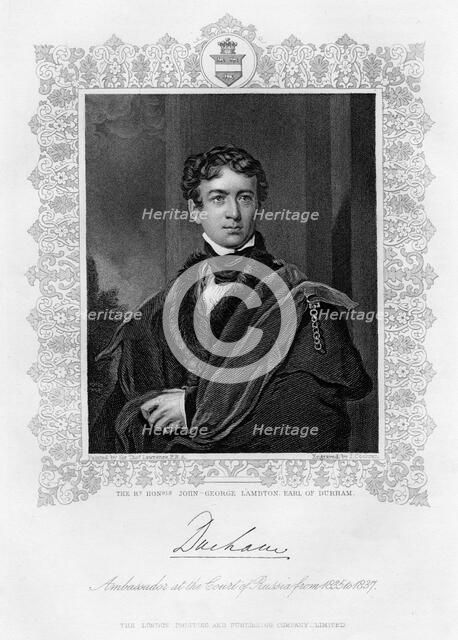 John George Lambton, Earl of Durham, 19th century. Artist: J Cochran