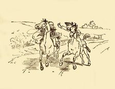 John Gilpin is found by the postboy from the Bell Inn, 1878, (c1918). Creator: Randolph Caldecott