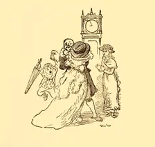 John Gilpin is reunited with his wife and children, 1878, (c1918). Creator: Randolph Caldecott