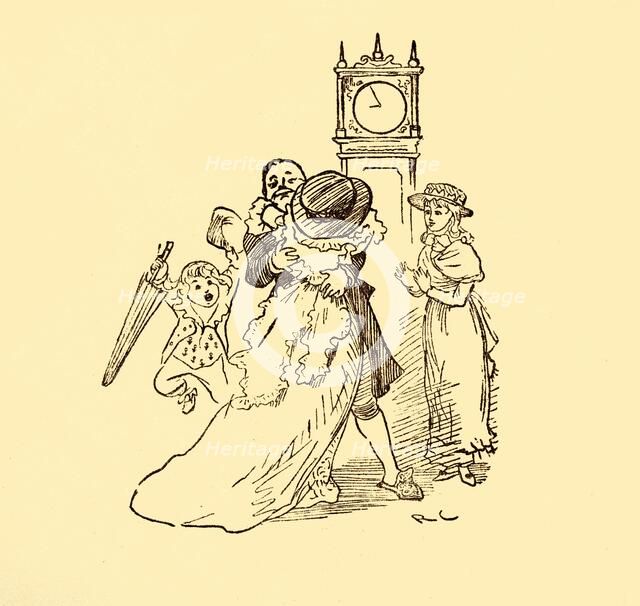 John Gilpin is reunited with his wife and children, 1878, (c1918).  Creator: Randolph Caldecott.