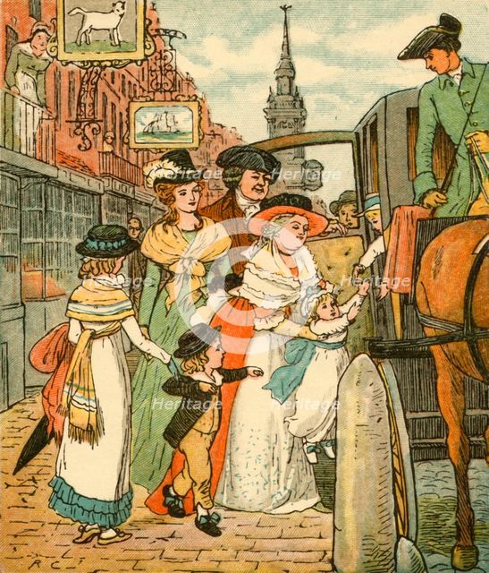 John Gilpin sees his family off in a chaise-and-pair, 1878, (c1918). Creator: Randolph Caldecott.