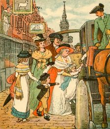John Gilpin sees his family off in a chaise-and-pair, 1878, (c1918). Creator: Randolph Caldecott