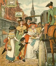 John Gilpin sees his family off in a chaise-and-pair, 1878, (c1918). Creator: Randolph Caldecott