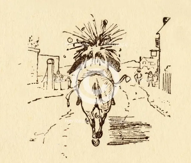 John Gilpin's wine bottles explode, 1878, (c1918).  Creator: Randolph Caldecott.