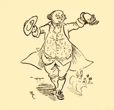John Gilpin's friend lends him a wig and a hat, 1878, (c1918). Creator: Randolph Caldecott