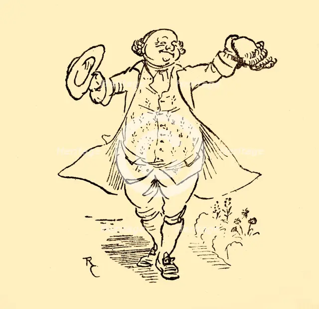 John Gilpin's friend lends him a wig and a hat, 1878, (c1918).  Creator: Randolph Caldecott.