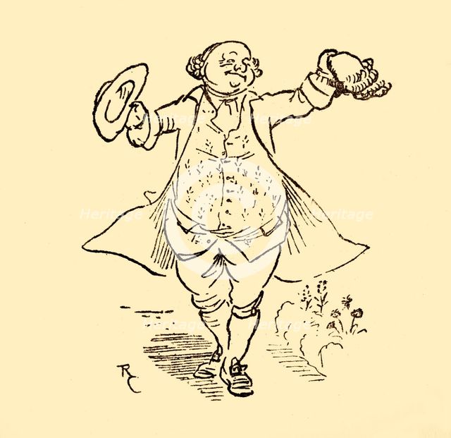 John Gilpin's friend lends him a wig and a hat, 1878, (c1918).  Creator: Randolph Caldecott.