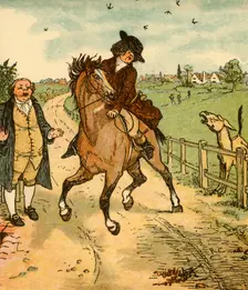 John Gilpin's horse is alarmed by a donkey, 1878, (c1918). Creator: Randolph Caldecott
