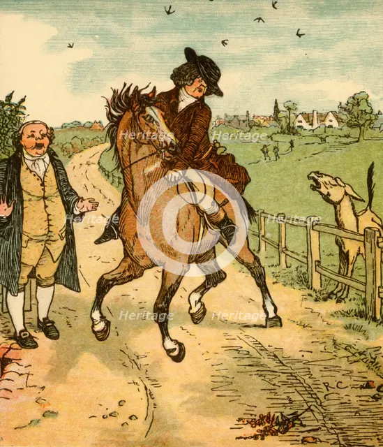 John Gilpin's horse is alarmed by a donkey, 1878, (c1918). Creator: Randolph Caldecott.