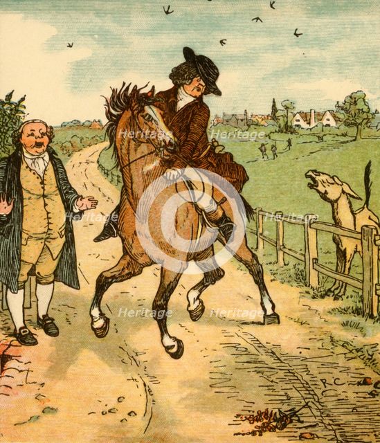 John Gilpin's horse is alarmed by a donkey, 1878, (c1918). Creator: Randolph Caldecott.