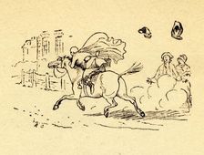 John Gilpin's horse bolts, and his hat and wig blow off, 1878, (c1918). Creator: Randolph Caldecott