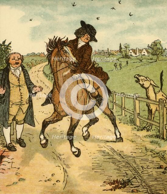 John Gilpin's horse is alarmed by a donkey, 1878, (c1918). Creator: Randolph Caldecott.