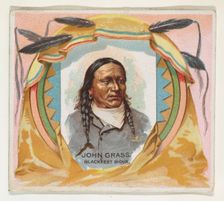 John Grass, Blackfeet Sioux, from the American Indian Chiefs series (N36) for Allen & Gint..., 1888. Creator: Allen & Ginter