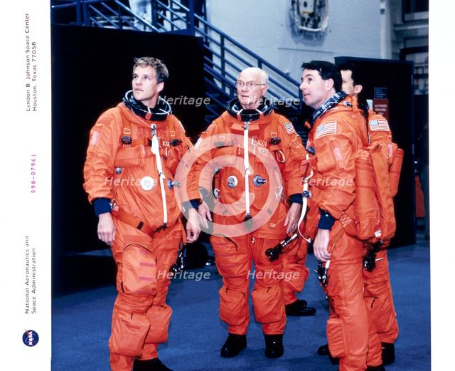 John H Glenn and crew members, June 1998. Creator: Unknown.