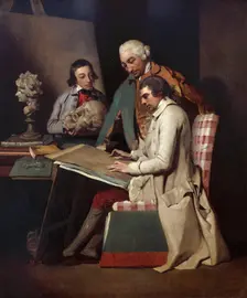 John Hamilton Mortimer, A.R.A. with Joseph Wilton, R.A., and a Student, c1760-5. Creator: John Hamilton Mortimer