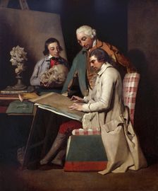 John Hamilton Mortimer, A.R.A. with Joseph Wilton, R.A., and a Student, c1760-5. Creator: John Hamilton Mortimer