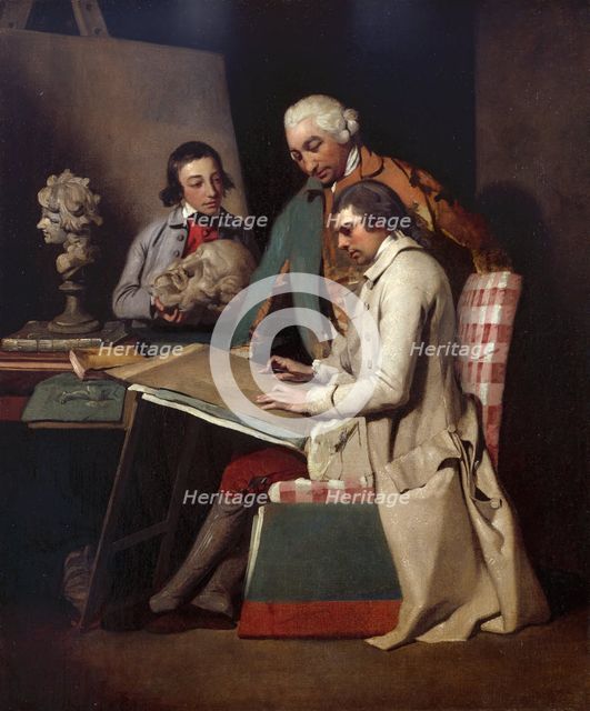 John Hamilton Mortimer, A.R.A. with Joseph Wilton, R.A., and a Student, c1760-5. Creator: John Hamilton Mortimer.