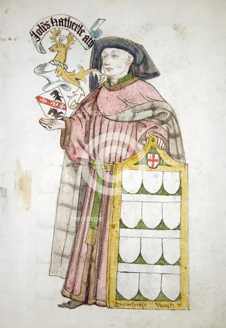 John Hatherle, Lord Mayor 1442-1443, in aldermanic robes, c1450.                                   Artist: Roger Leigh